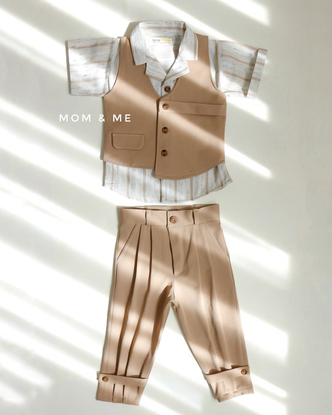 جلیقه شلوار بچگانه فاستونی مام استایل کرم