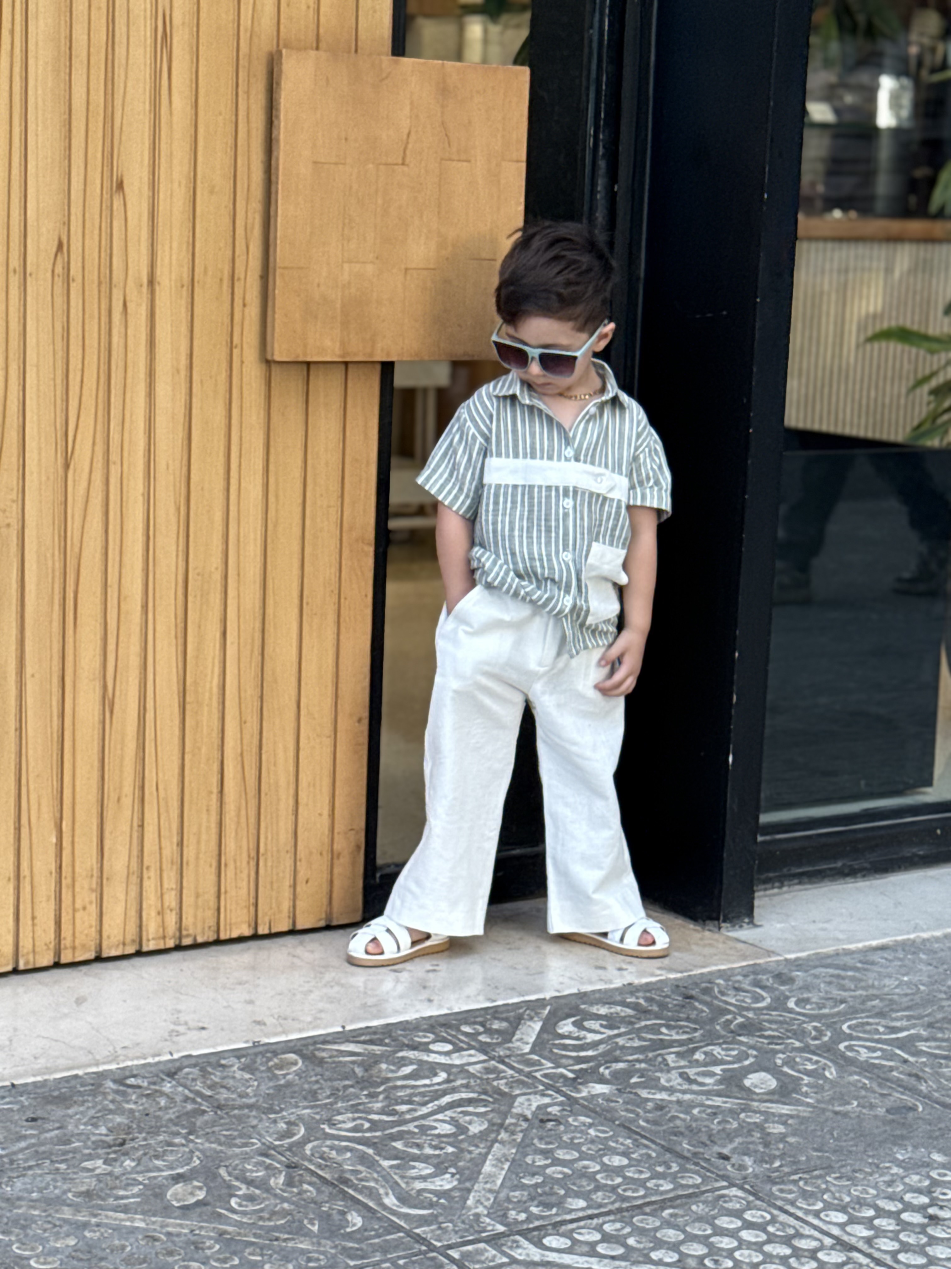 ست پیراهن لینن نخ و شلوار بگ