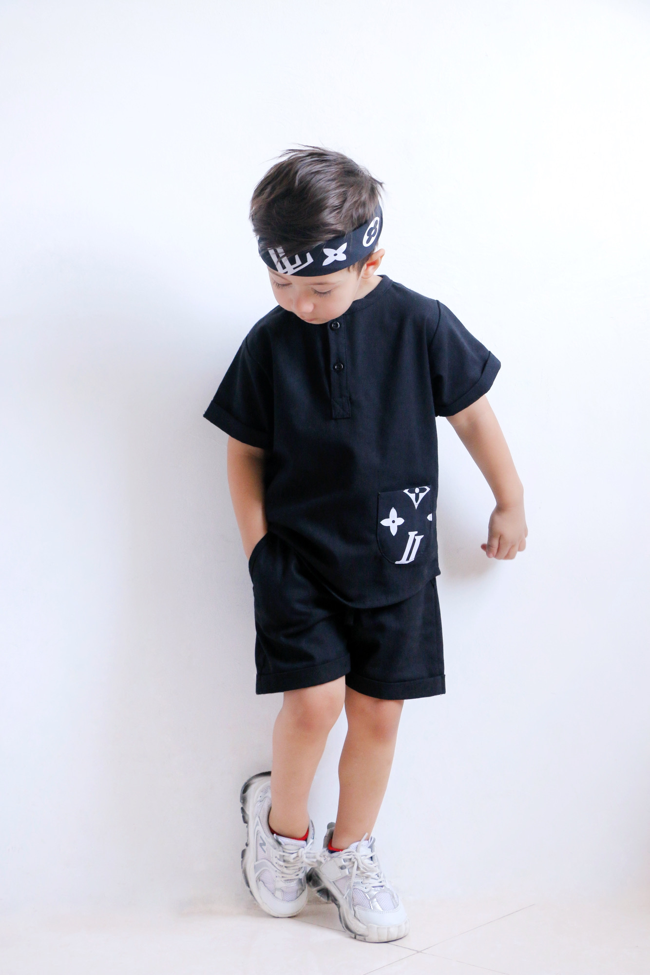 ست لباس بچگانه محرمی مشکی دستمال گردن دار