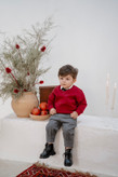 ست بلوز شلوار بچگانه کژوال پاییزه دورس زرشکی